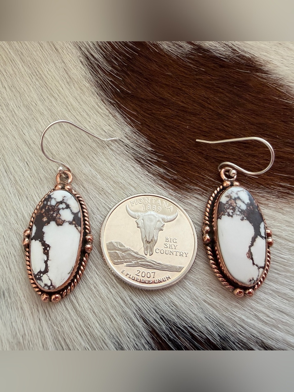 ❤️ Wild Horse Jasper Copper Earrings With Sterling French Hooks 1.70”L Beautiful - Picture 5 of 11
